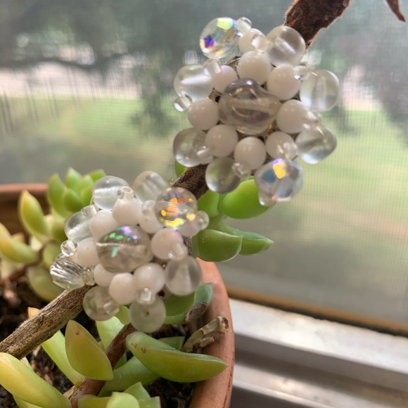 Vintage White Bead Crystal Earrings West Germany - Picture 9 of 9